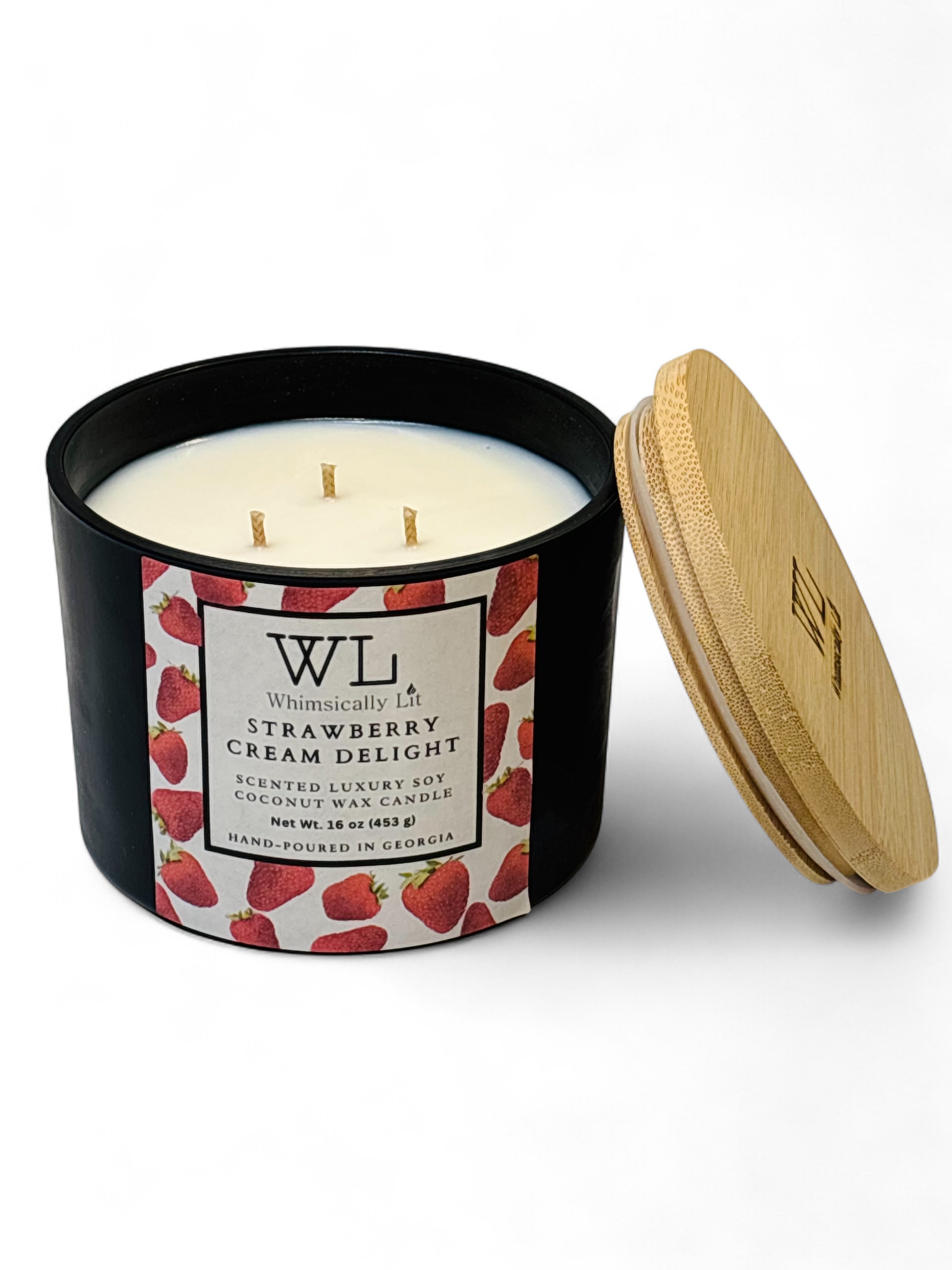 Strawberry Cream Delight 3-Wick Coconut Soy Candle
